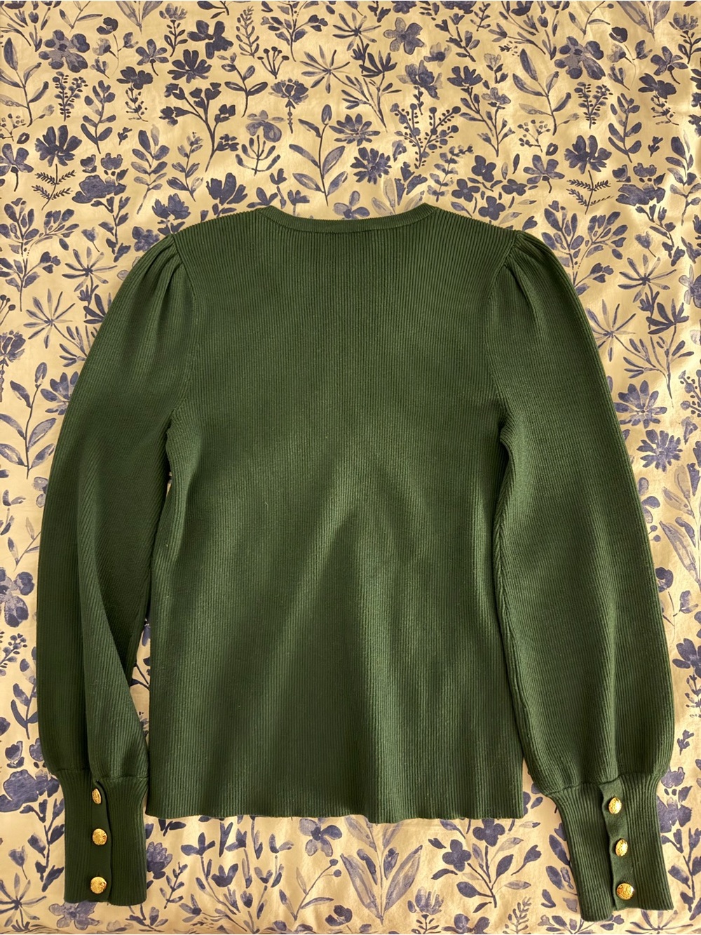 Ralph Lauren Women’s Green Ribbed Long-Sleeve Top - Picture 2 of 2